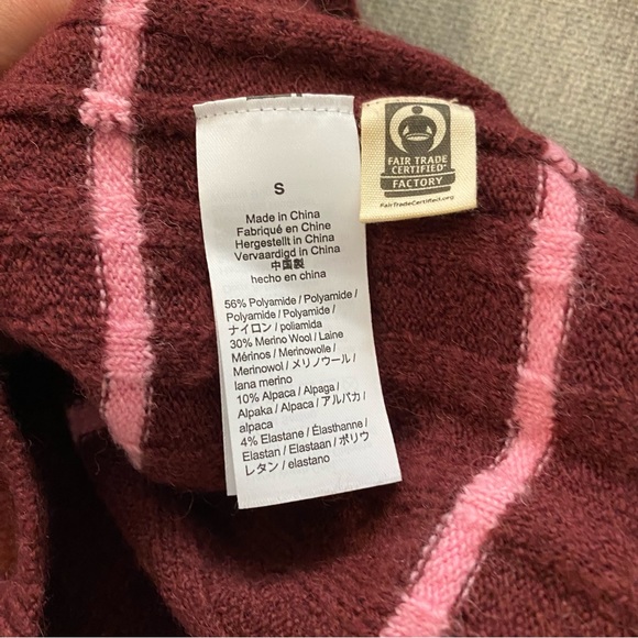 Madewell Maroon & Pink Striped Evercrest Turtleneck Sweater in Coziest Yarn - Picture 8 of 9